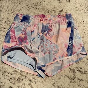 Avia Yoga Floral Athletic Shorts - Pink and Blue